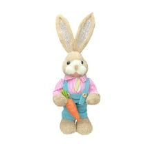 14-Inch Outdoor Easter Bunny Decor, 35cm Tall Faux Rush Rabbit Statue, Weather-Resistant for Garden, Patio & Spring Landscape Display B