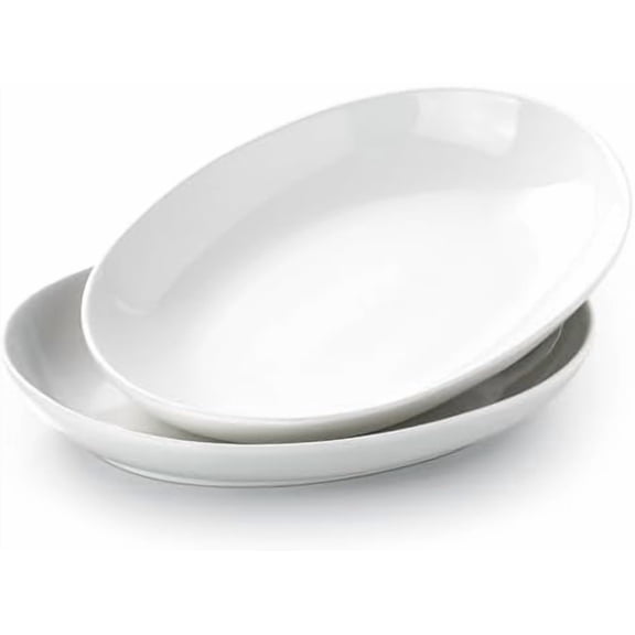 14 Inch Oval Serving Platters, Ceramic Large Oval Platter, Deep Porcelain Serving Trays for Entertaining, Turkey, Steak, Appetizers, Set of 2$$Home Decor, Kitchen, & Other
