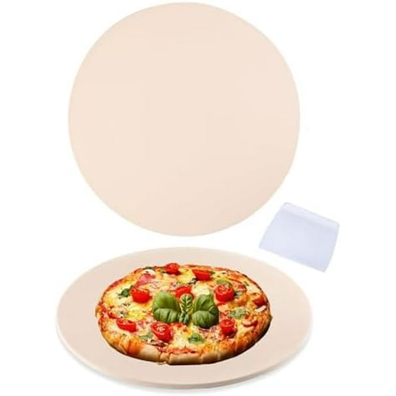 14 Inch Pizza Stone Cordierite Baking Stone for Oven & Grill, Heavy Duty BBQ Grilling Pizza Pan Large Oven Stone for baking, Ideal for Cooking Crispier Crust Pizza, Bread and More$$Garden & Patio