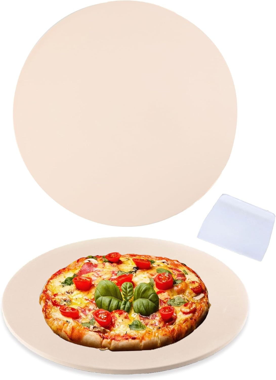 14 Inch Pizza Stone Cordierite for Oven & Grill, Heavy Duty BBQ ...