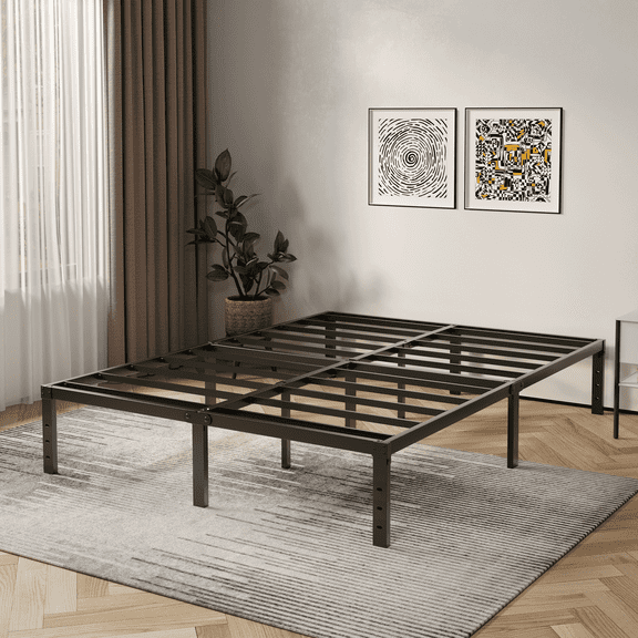 PIVOTIX 14 Inch Platform Bed Frames,Full Size Bed frame,Heavy Duty Steel Slat Support,No Box Spring Needed,Noise-Free,Easy Assembly,Modern Black Design