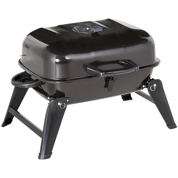 14 Inch Portable Tabletop Charcoal Grill, Black Enamel Small BBQ Grill with Folding Legs, Adjustable Air Vent & Warming Rack for Camping, Tailgating, Backyard Outdoor Cooking