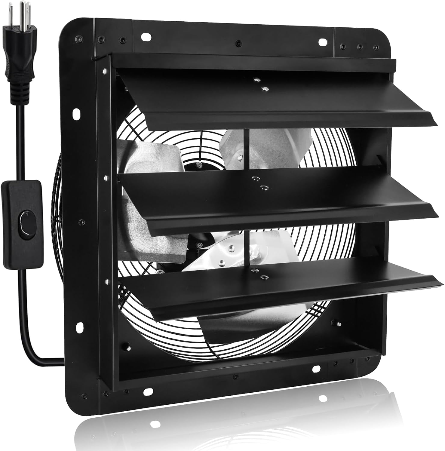 14 Inch Pure Copper Shutter Exhaust Fan, Black Through Wall Ventilation ...