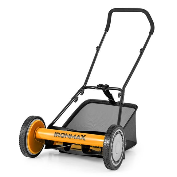 14 Inch Push Lawn Mower with Grass Catcher Bag Orange