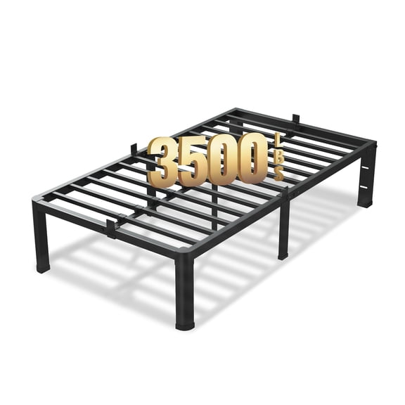 14 Inch Queen Bed Frame Metal Platform Heavy Duty 3500Lbs Steel Slat Support Mattress Stopper Silent Non-Slip Easy Assembly