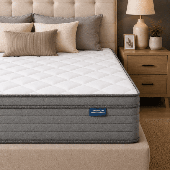 Arienivo Queen Size Mattress 14" Hybrid Mattress in a Box, Cooling Gel Memory Foam and Pocket Coils, Medium Support, Pressure Relief & Motion Isolation for Adult