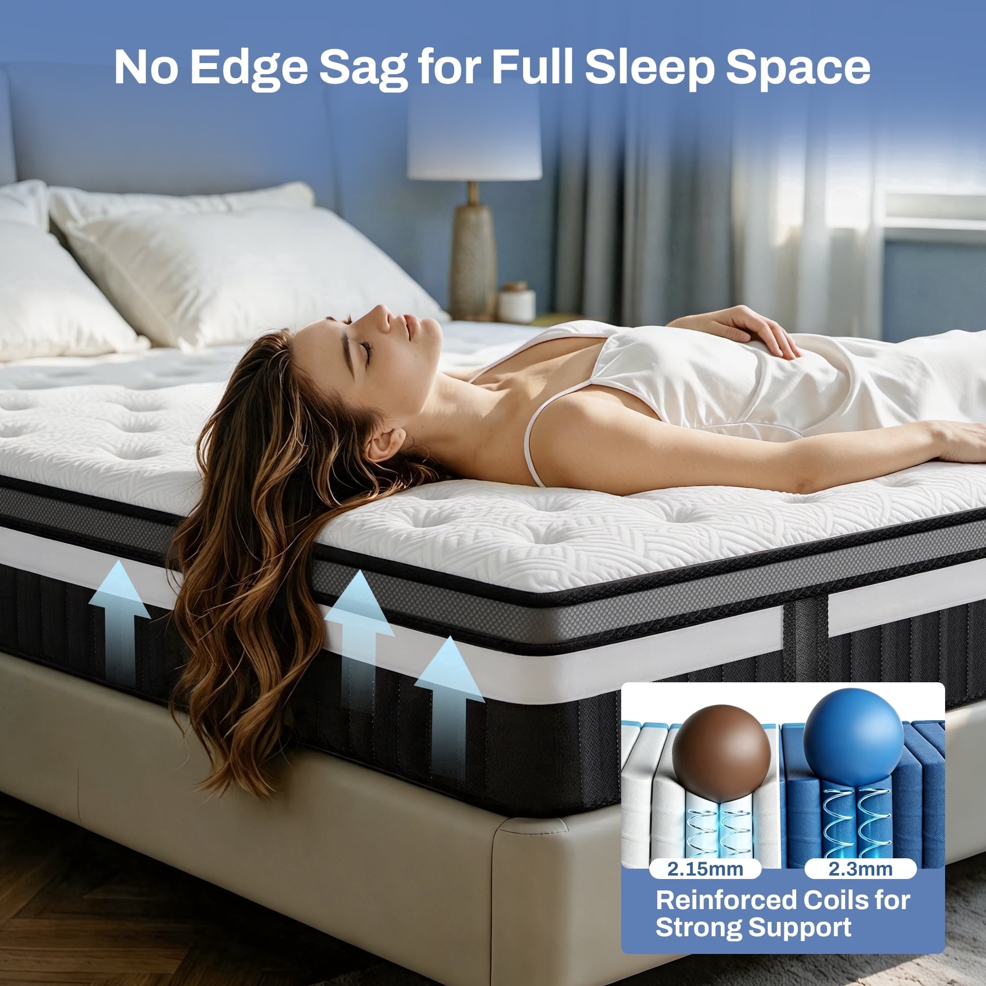 14 Inch Queen Mattress, Queen Size Hybrid Mattress In A Box, Gel Memory Foam & Individually Wrapped Pocket Springs, Medium Feel, Cooling Sleep Support, Pressure Relief, Motion Isolation, CertiPUR-US
