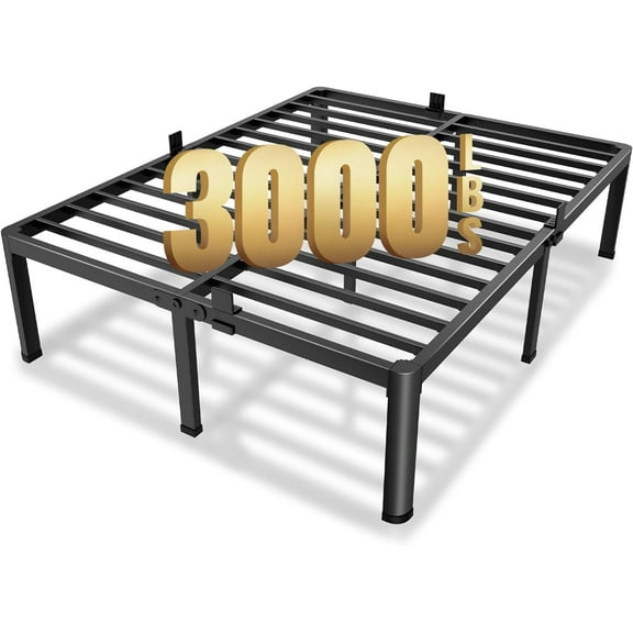 14 Inch Queen Metal Platform Bed Frame with Round Corner Legs, 3000 LBS Heavy Duty Steel Slats Support, Noise Free, No Box Spring Needed, Easy Assembly