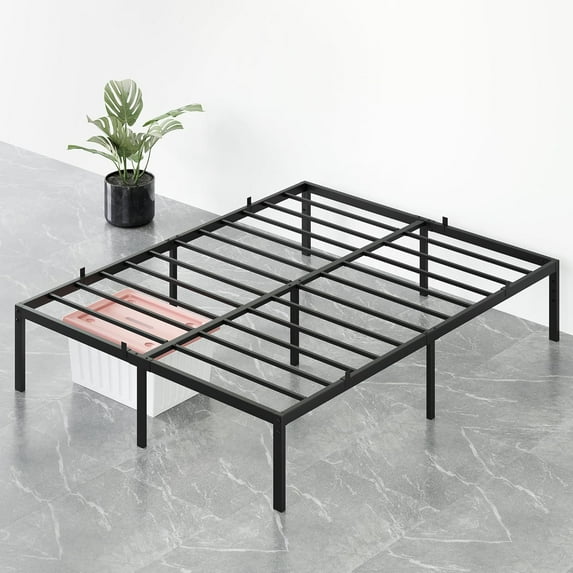 14 Inch Queen Size Bed Frame with Storage, Metal Platform Queen Bed Frame, No Box Spring Needed/Steel Slat Support/Easy Assembly(Queen)