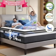 14 Inch Queen Size Mattress, Hybrid Mattress with Memory Foam & Pocket Springs for Motion Isolation, Medium Firm Bed-in-a-Box, Motion Isolation, Cooling & Breathable