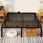 Arhomefurni 14 inch Queen Bed Frame, Heavy Duty Metal Platform Bed with Round Corner Legs & Mattress Retainers, No Box Spring Needed, Noise Free