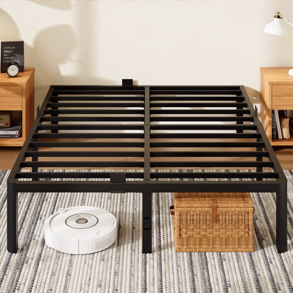 Arhomefurni 14 inch Queen Bed Frame, Heavy Duty Metal Platform Bed with Round Corner Legs & Mattress Retainers, Noise Free