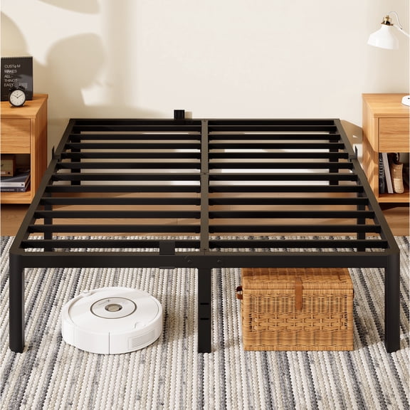 Arhomefurni 14 inch Queen Bed Frame, Heavy Duty Metal Platform Bed Frame with Round Corner Legs & Mattress Retainers, No Box Spring Needed, Easy Assembly, Noise Free