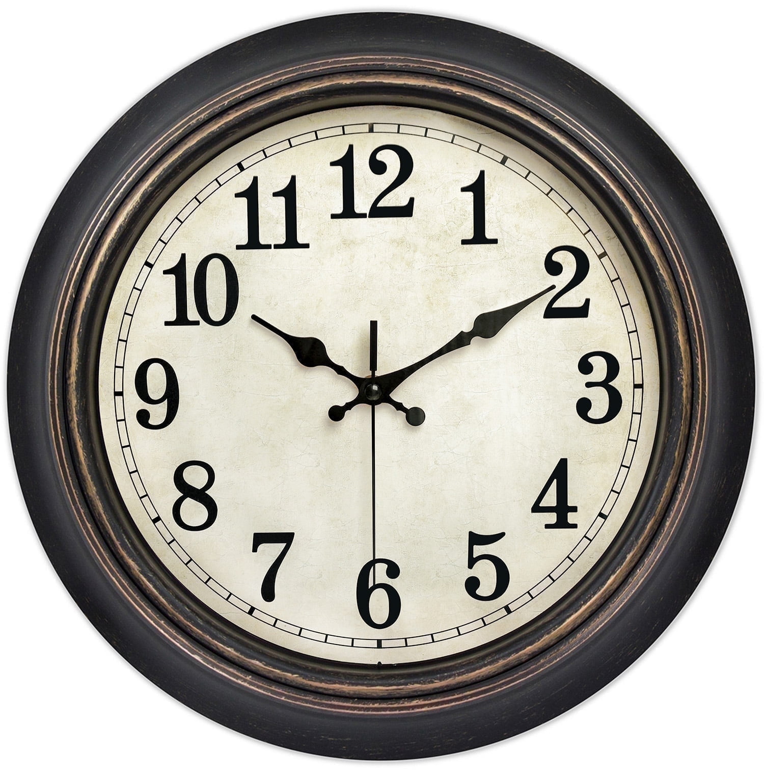 14 inch Retro Wall Clock Silent,Accurate Time,Big Numbers,Quartz,Analog,Black Gold