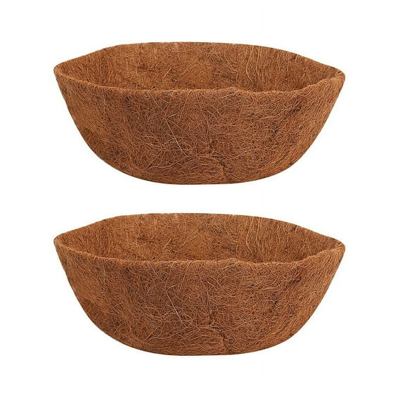 14-Inch Round Natural Coconut Fiber Coir Planter Liners, (2 Pack)