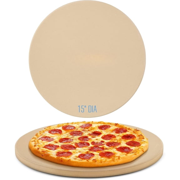 14 Inch Round Pizza Stone, Heavy Duty Cordierite Baking Stone for Oven and Grill, Thermal Shock Resistant, Ideal for Baking Crispy Crust Pizzas, Bread, Pies and More, Includes Dough Scraper