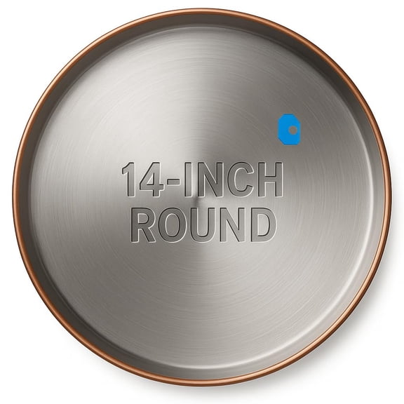 14-Inch Round Stainless Steel Tray with Copper Rim Heavy-Duty Decorative Serving Platter for Coffee Table, Tea, Bar, and Kitchen Over 1 LB Elegant Metal Display Tray for Home Decor and Entertai