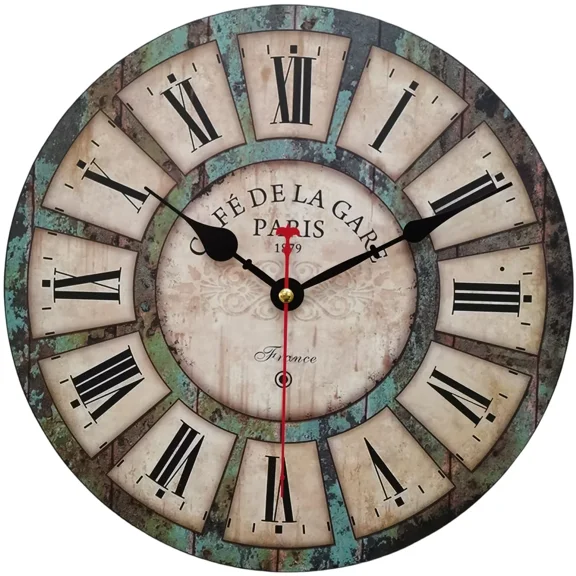 14 Inch Silent Decorative Wall Clock, Vintage Rustic Farmhouse Clocks for Home Decoration