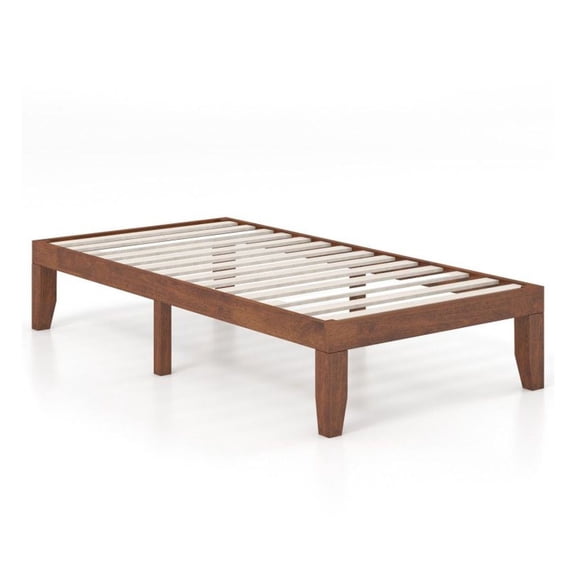 14 Inch Size Rubber Wood Platform Bed Frame with Wood Slat Support