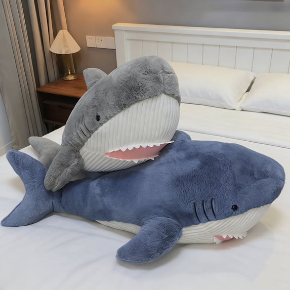 14 Inch Soft Shark Animal Plush Toy Comfortable Stuffed Doll for Car Decor and Holiday Gifting Grey with Detailed Embroidery