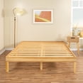 thumbnail image 1 of Queen Size Wood Platform Bed Frame, No Box Spring Needed, Solid Pine Wood Queen Platform Bed Frame, Japanese Queen Bed Frame - Natural, 1 of 11