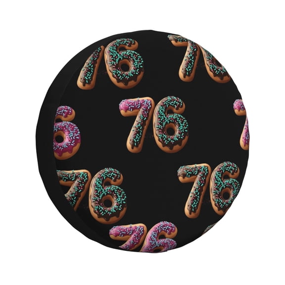 14 Inch Spare Tire Cover Waterproof Uv Resistant Universal Suv Truck Jeep Trailer Easy Install Adjustable Rope Buckle Donut Number 76 Pattern