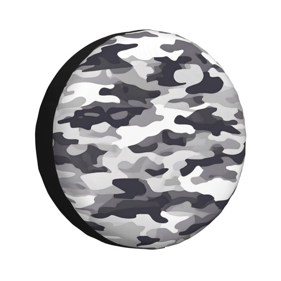14 Inch Spare Tire Cover Waterproof Uv Resistant Universal Suv Truck Jeep Trailer Easy Install Adjustable Rope Buckle Vector Camouflage Pattern Gray_4