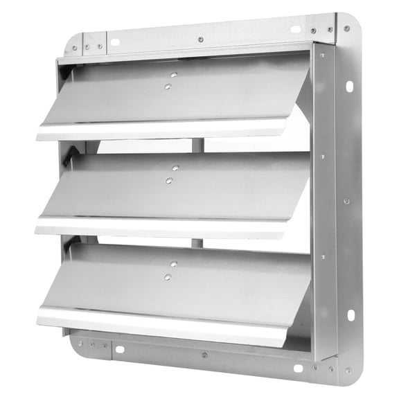 14-Inch Square Aluminum Automatic Gravity Shutter Louver Vent, Silver