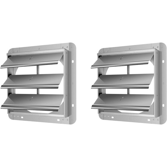 14-Inch Square Automatic Gravity Shutter Louver Vent, ,2-Pack