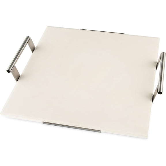 14-Inch Square Pizza and Baking Stone, Oven Safe and Grill Safe with Stainless Holder