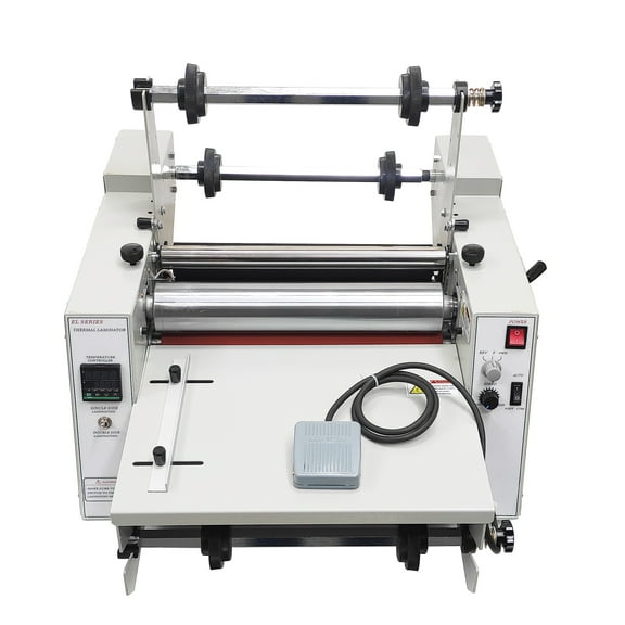 14 Inch Steel Roller Thermal Laminator Hot and Cold Laminating Machine 110V with Winding Mechanism