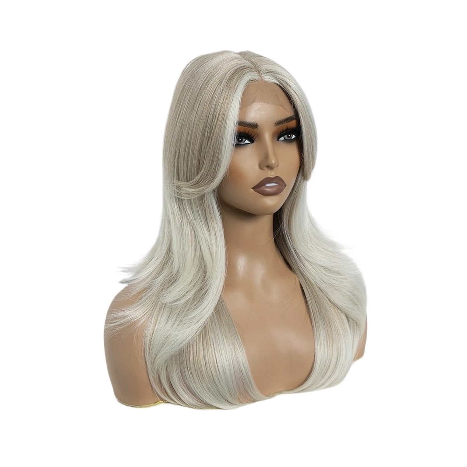 14 Inch Synthetic Lace Front Wigs Straight Bangs Ombre Blonde Wig for Women