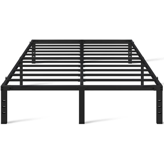 14 Inch Tall Metal Bed Frame Queen Platform Bed Frame with Storage Space,Sturdy Slat Support,Easy Assembly,No Box Spring Needed,Black