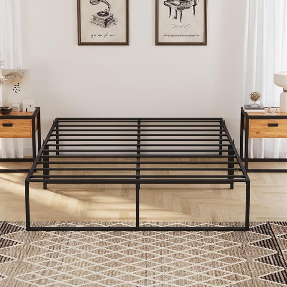 14 Inch Tall Metal Platform Bed Frame Full Size, Heavy Duty Strong Support Slat, No Box Spring Needed, Easy Assembly, Under Bed Storage, Durable and Sturdy Design