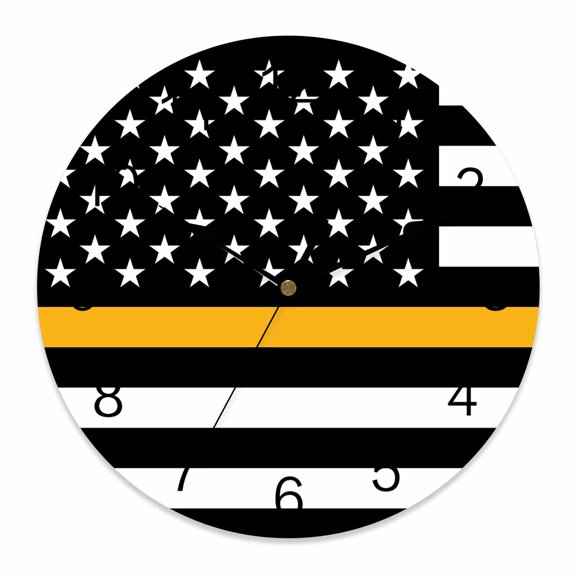 14 Inch Thin Gold Wall Clock, Line Dispatchers Dispatch Communications Officer American Flag Battery Operated Silent Non Ticking Clocks, Easy to Read Round Wall Clock for Kitchen/Living Room/Bedroom