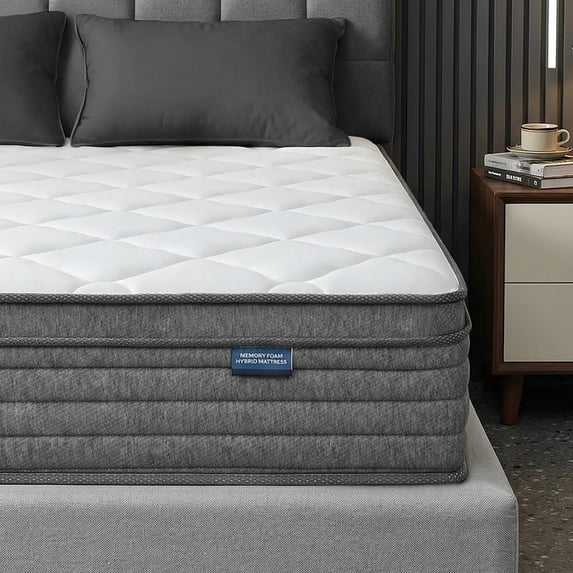 14 Inch Twin Mattress, Medium Firm Comfort, Pocket Coils & Memory Foam, Pressure Relief, Mattress in a Box