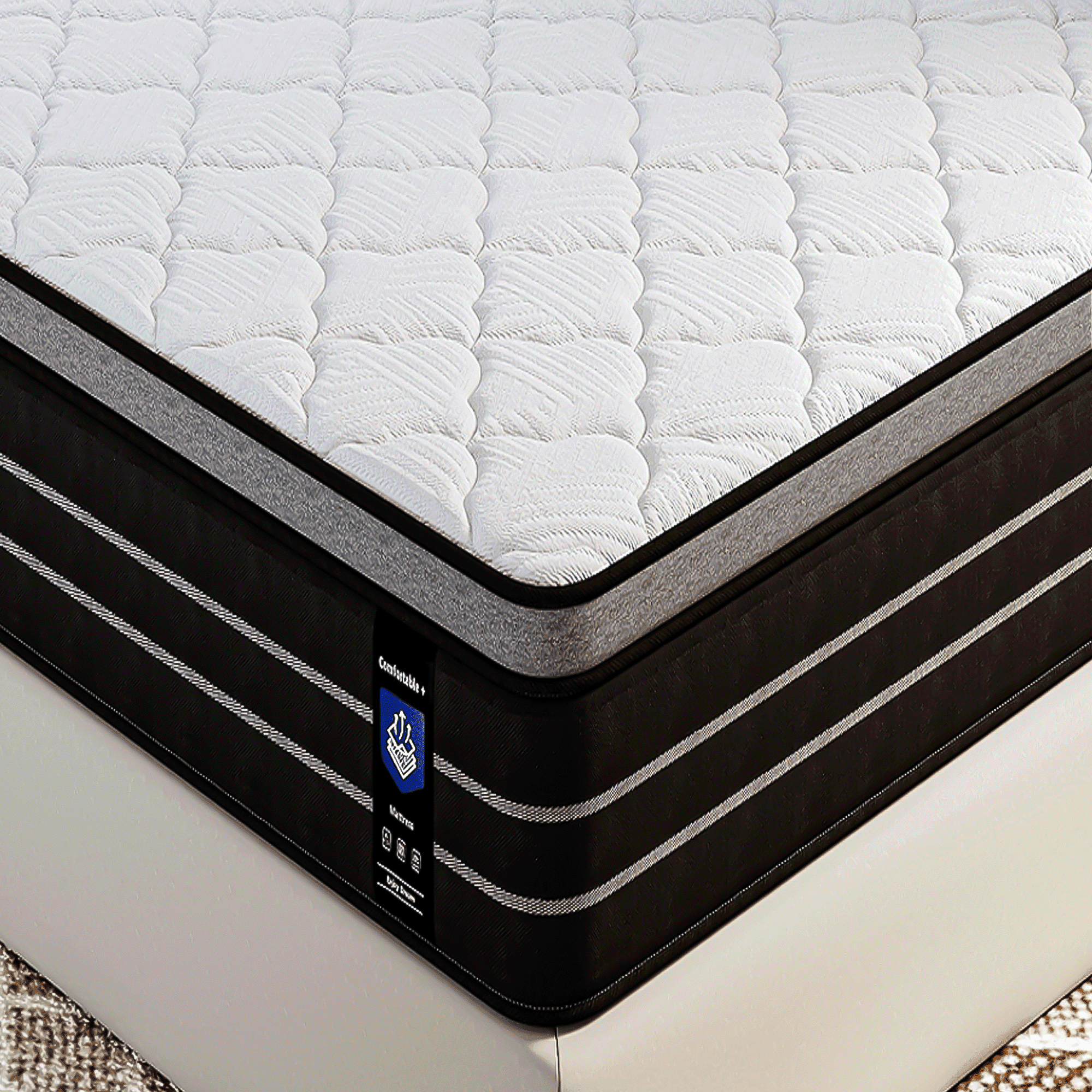 14 Inch Twin Medium Firm Hybrid Mattress, High-Density Foam, Individually Wrapped Springs, Bed-in-a-Box Design, Hypoallergenic Fabric, Motion Isolation