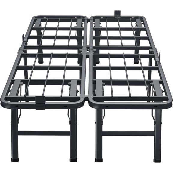 14 Inch Twin Metal Bed Frame Folding Bed Frame Tool-Free Assembly Mattress Foundation No Box Spring Needed Platform 2500lbs Heavy Duty Steel Slats, Noise-Free, Easy Assembly, Black