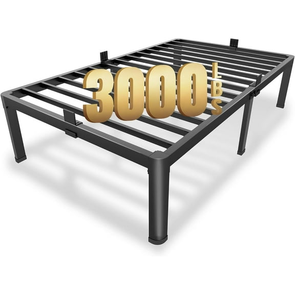 14 Inch Twin Metal Platform Bed Frame with Round Corner Legs, 3000 LBS Heavy Duty Steel Slats Support, Noise Free, No Box Spring Needed, Easy Assembly