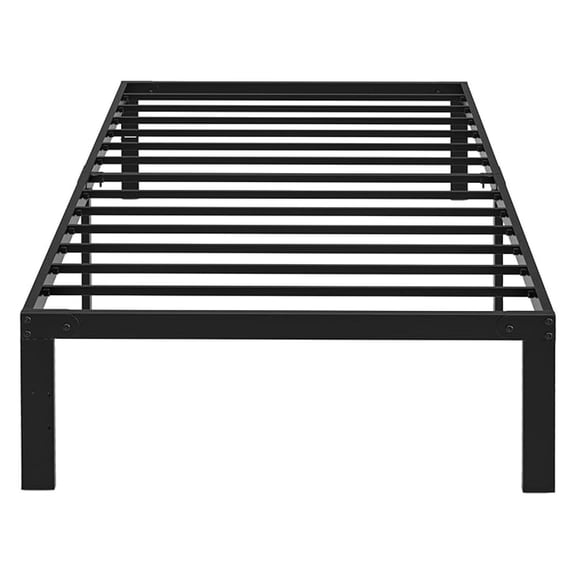 14-Inch Twin Size Bed Frame, Sturdy Heavy Duty Metal Bed Platform, No Need for Box , with Under-Bed Storage, Black