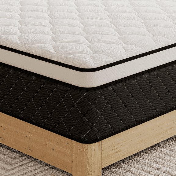 14 Inch Twin Size Euro Top Hybrid Mattress, Medium Firm, Bed in a Box, Individual Pocket Springs, Back & Lumbar Support, Motion Isolation, Pressure Relief, Comfortable Sleep
