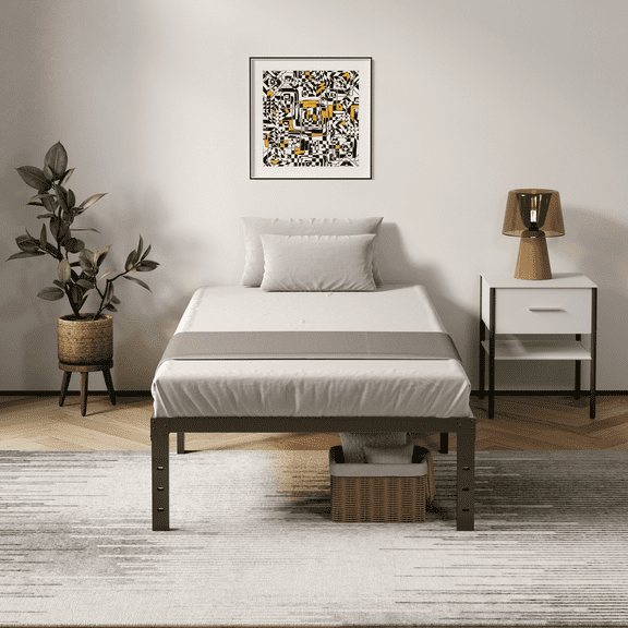 WANTAI 14 Inch Twin XL Bed frames,Metal Platform Bed Frame,Heavy Duty Steel Slat Support,No Box Spring Needed,Noise-Free,Easy Assembly,Modern Design