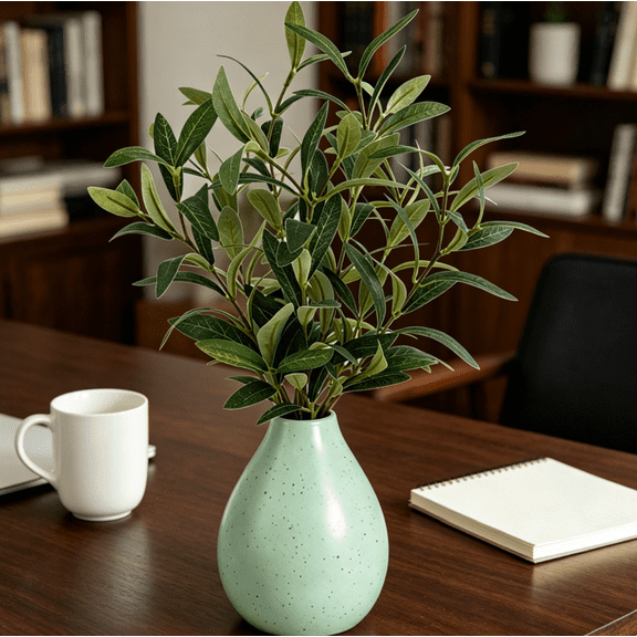 14-Inch UV Resistant Artificial Olive Tree, Faux Olive Plant with Olive Stems for Vase, Olive Branches for Indoor Outdoor Home Decor
