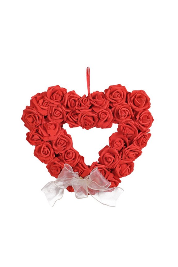 Valentine's Day Wreath for Front Door 14 Inch Heart Shaped Outdoor Decor Home Valentine Decoration San Valentin Wreath for Indoor and Outdoor Use