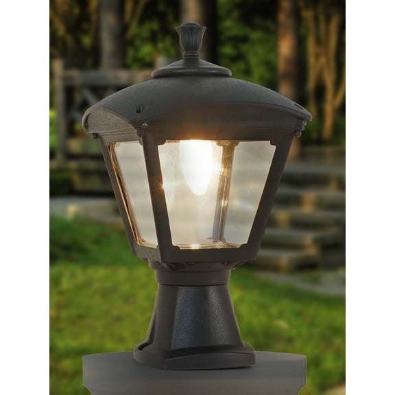 14-Inch Victorian Outdoor Gate Light | Durable Black Polycarbonate Post Lamp