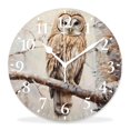 thumbnail image 1 of 14 Inch Wall Clock Battery Operated Silent Clock Decorative for Office, Kitchen, Outdoor, Living Room，Snowy Owl in Tree Branch on Winter Snow forest Design, 1 of 4