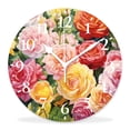 thumbnail image 1 of 14 Inch Wall Clock Battery Operated Silent Clock Decorative for Office, Kitchen, Outdoor, Living Room，Vintage Floral Print Pattern with Rose Peony Flower Picture, 1 of 4