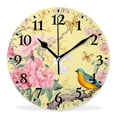 thumbnail image 1 of 14 Inch Wall Clock Battery Operated Silent Clock Decorative for Office, Kitchen, Outdoor, Living Room，Watercolor Floral Pattern Cherry Flower Branch Bird Creative, 1 of 4