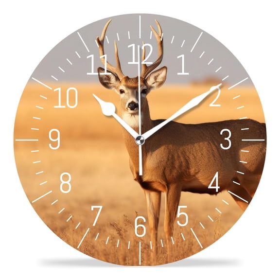 14 Inch Wall Clock Battery Operated Silent Clock Decorative for Office, Kitchen, Outdoor, Living Room，A Beautiful Deer Exquisite Design