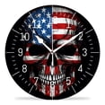 thumbnail image 1 of 14 Inch Wall Clock Battery Operated Silent Clock Decorative for Office, Kitchen, Outdoor, Living Room，American Flag Black Drawing, 1 of 4
